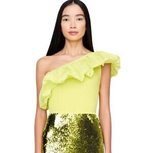 Marie Oliver Lucy One Shoulder Top	in Pear Lime Green 1L10-196S Medium M NWT